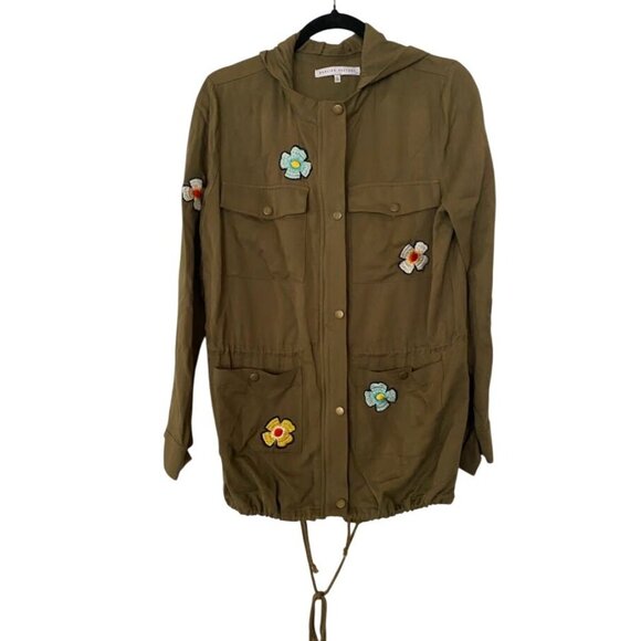 English Factory Olive Patched Rayon Military Jacket Size Small - Picture 3 of 5